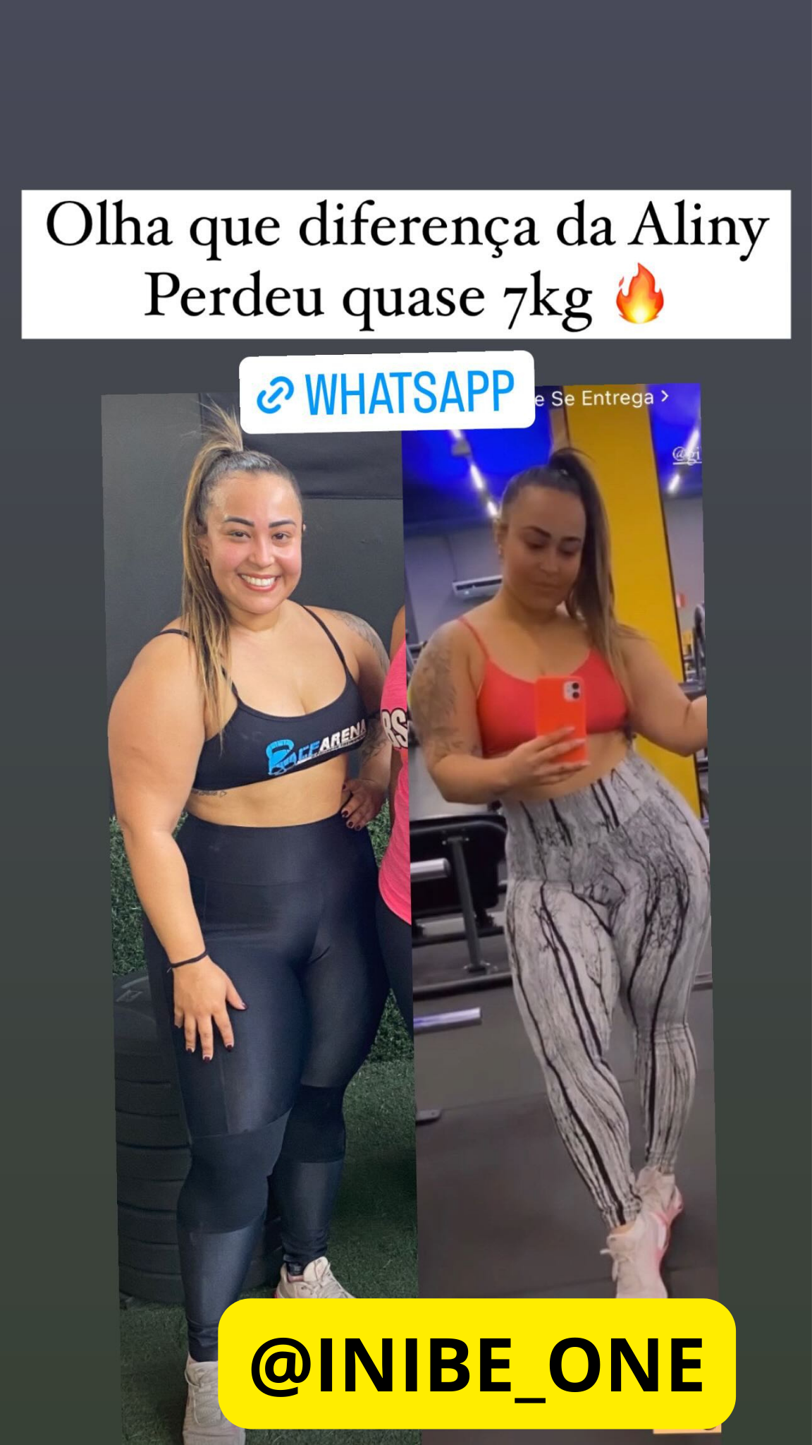 Inibe One antes e depois — Aliny perdeu quase 7kg na academia