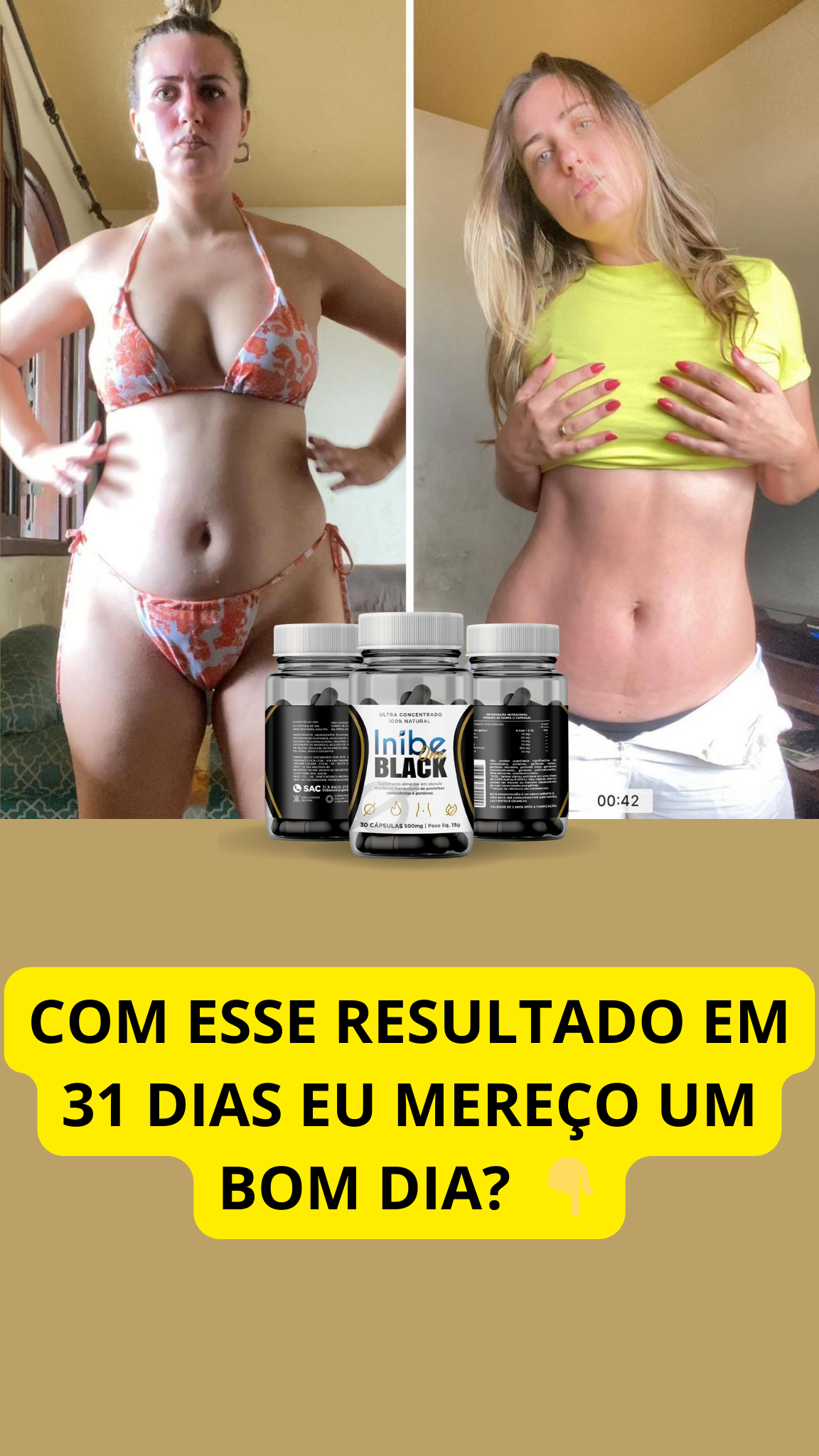 Inibe One antes e depois — resultado 31 dias de uso