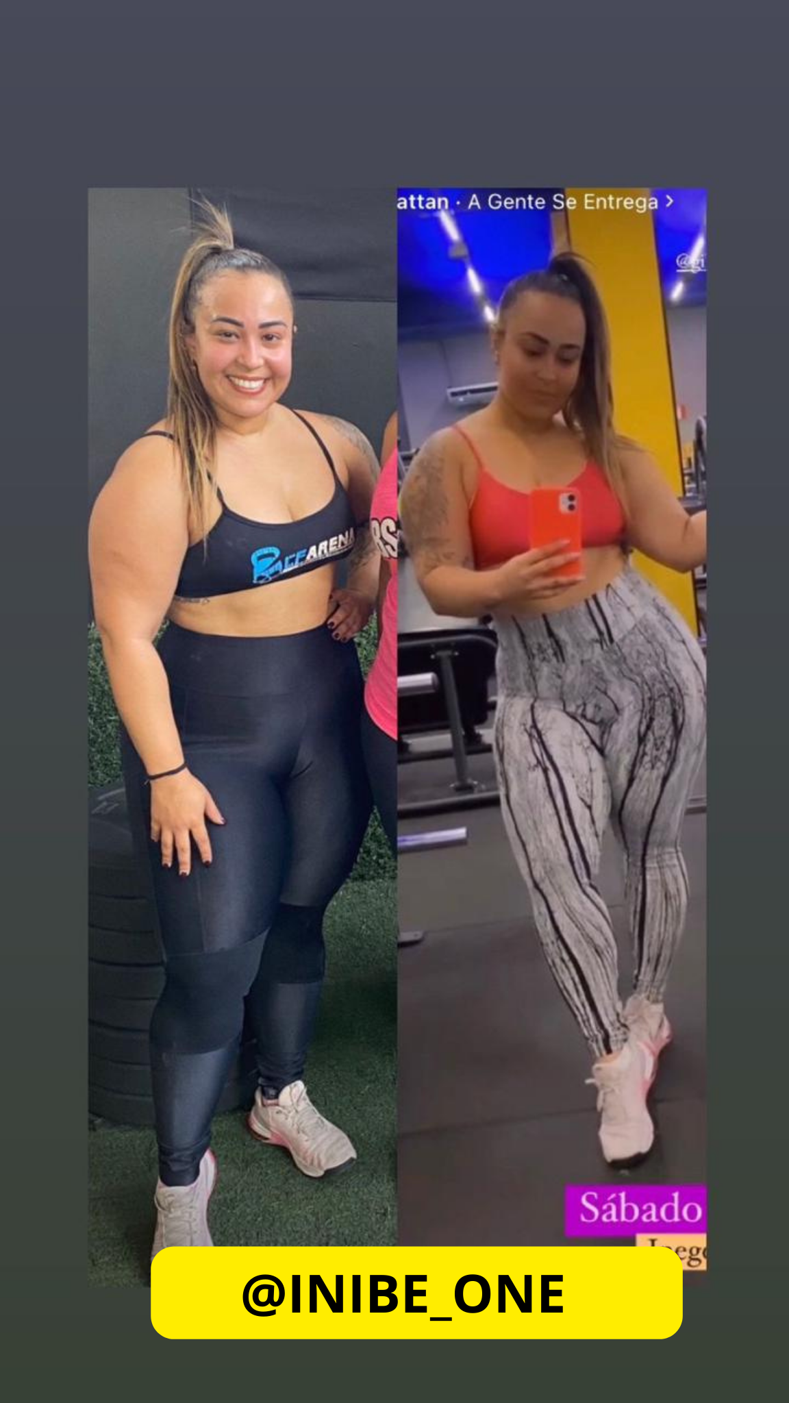 Inibe One antes e depois — resultado emagrecimento academia